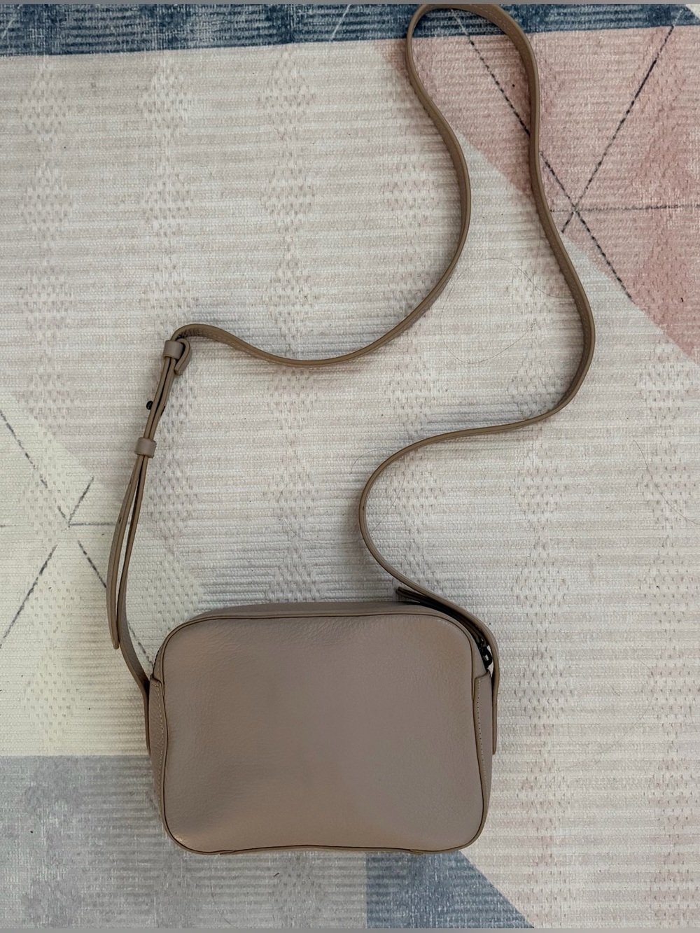 J. Crew Pebbled Taupe Leather Crossbody Bag